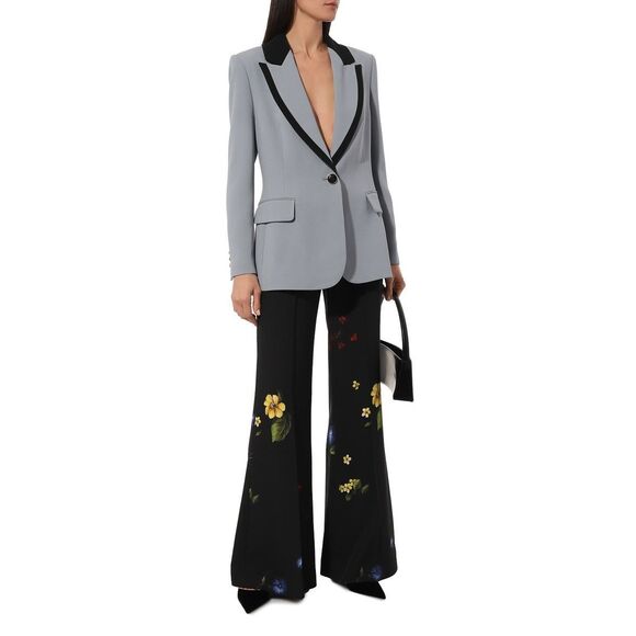 NWT Elie Saab Lapel Wool Crepe Blazer Blue Black Size FR44/US12 $2790 - Picture 3 of 15